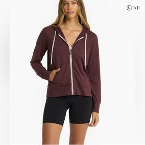 Vuori Maroon Zip-Up Hoodie with White Strings medium